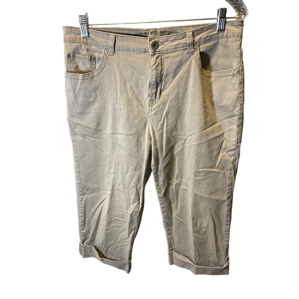 Faded Glory Khaki Brown Cropped Womens Pants Sz 14